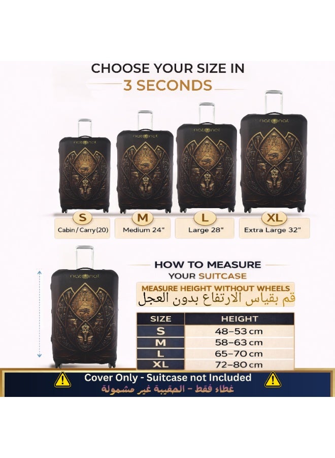 ناتونات غطاء واقي لشنط السفر غطاء شنطة مرن وقابل للغسيل من السباندكس والبوليستر يحمي من الأوساخ والخدوش بطبعة اللوتس المصري يناسب ارتفاع 65 إلى 70 سم  ( كبير ) - Image 2